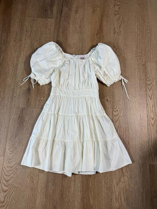 Rachel Parcell White Puff Sleeve Tiered Mini Dress Size Small - Picture 2 of 12